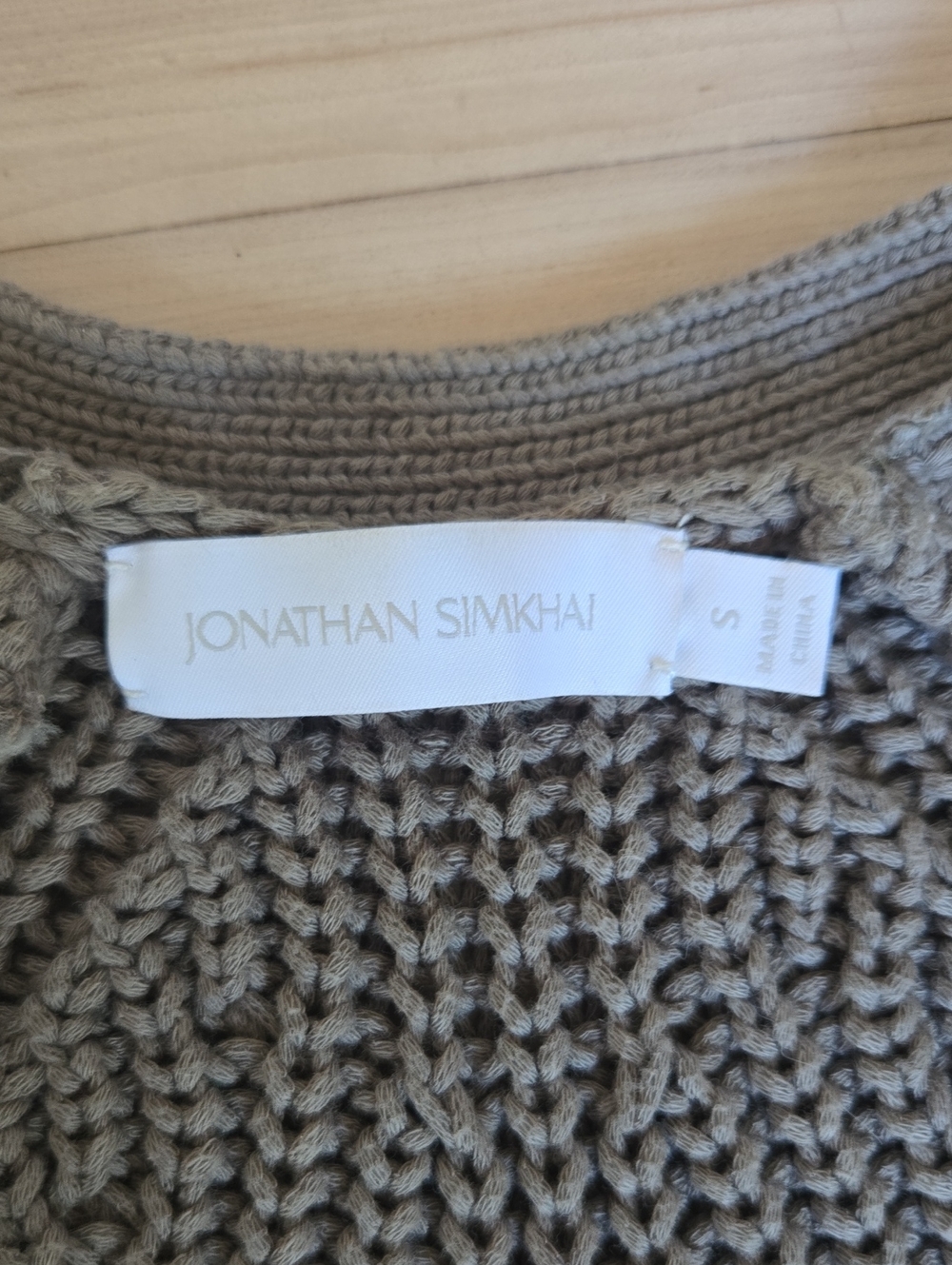 Jonathan Shimkhai Adeline Contrast-Knit Cardigan, Olive Green, Size Size Small - Picture 2 of 4